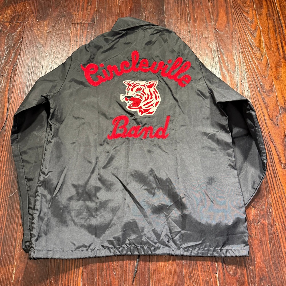 Vintage 70s Holloway Jacket Mens S Black Circleville Band Tigers Patch School